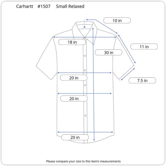 Carhartt Work Shirt Men's Small Relaxed Fit Plaid White Gray Logo 100% Cotton - Picture 10 of 10